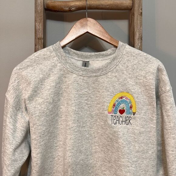 Teacher Rainbow Embroidered Crewneck - Picture 2 of 3